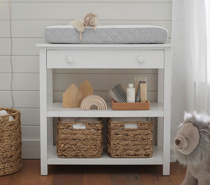 Pottery barn changing table with baskets on sale