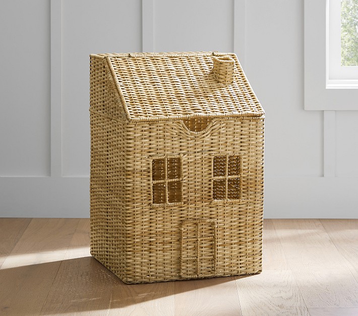 Woven Rattan House-Shaped Hamper