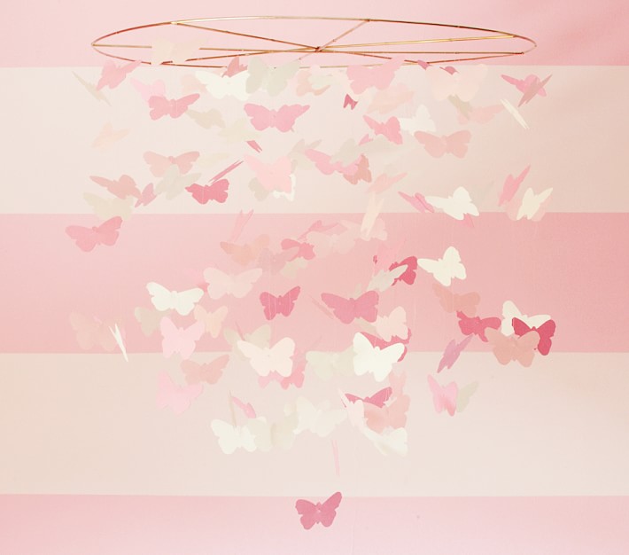 Pink Paper Butterfly Ceiling Mobile