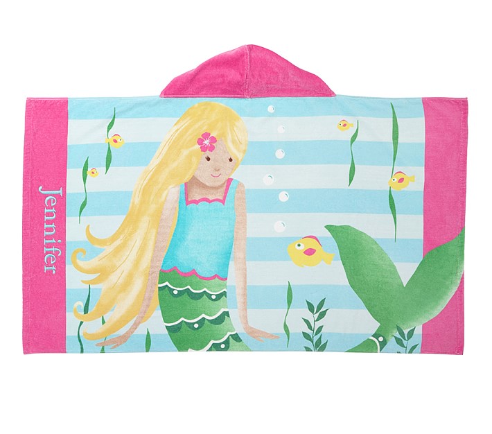 Classic Icon Blonde Mermaid Kid Beach Hooded Towel