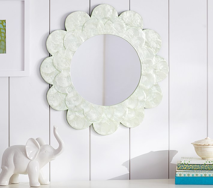 Green Scallop Capiz Mirror