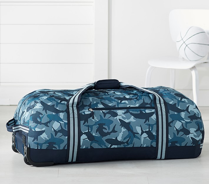 Mackenzie Navy Shark Camo Extra Large Rolling Duffle Bag