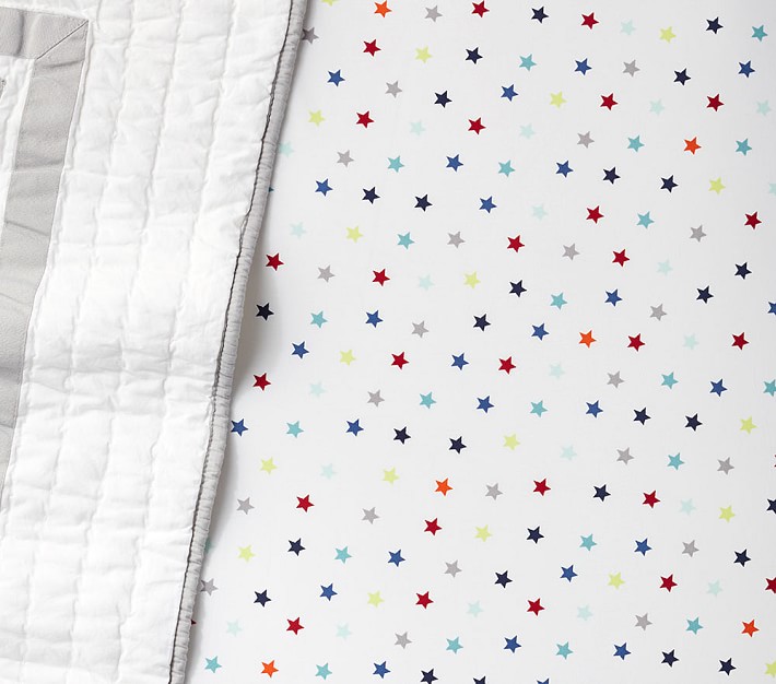 Multi Mini Star Organic Crib Fitted Sheet