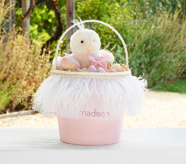 Pink Feather  Pretty Easter Bucket