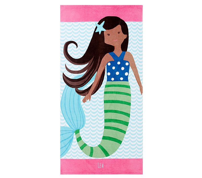 Dark Brown Mermaid Kid Beach Towel