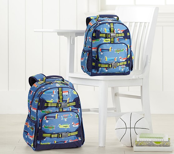 Mackenzie Blue & Navy Airplane Kids Backpack | Pottery Barn Kids