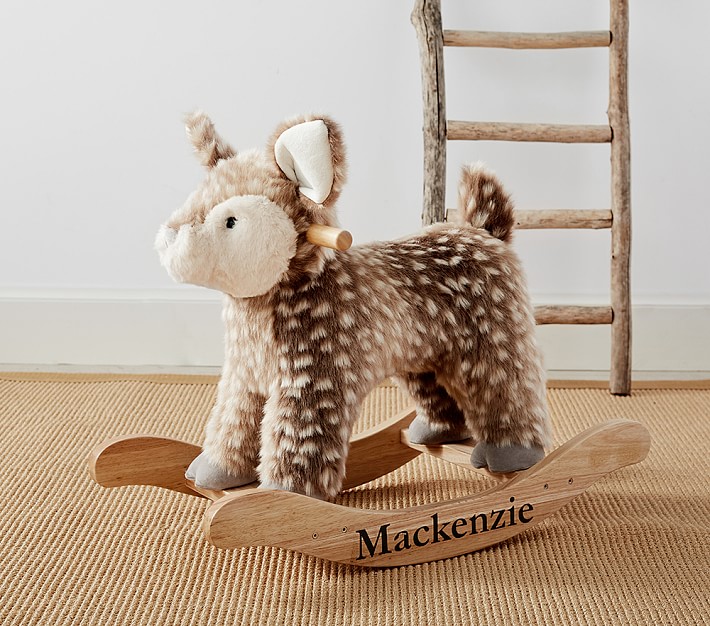 Nursery Faux-Fur Plush Fawn Rocker