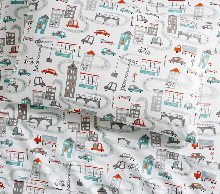 City Print Sheet Set &amp; Pillowcases