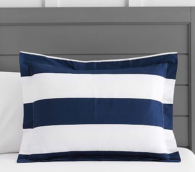 Rugby Stripe Organic Twin Duvet Cover & Sham top pottery barn kids