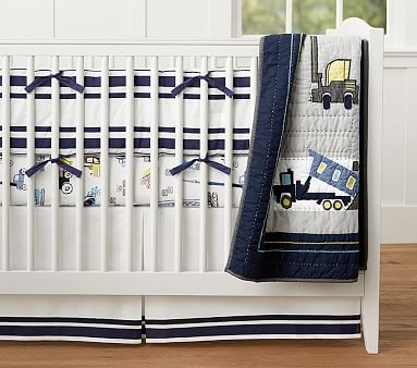 Construction Crib Bedding Set Pottery Barn Kids