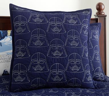 Pottery Barn PB Kids Star Wars shops Darth Vader Navy Blue Stitched Quilt Full Queen