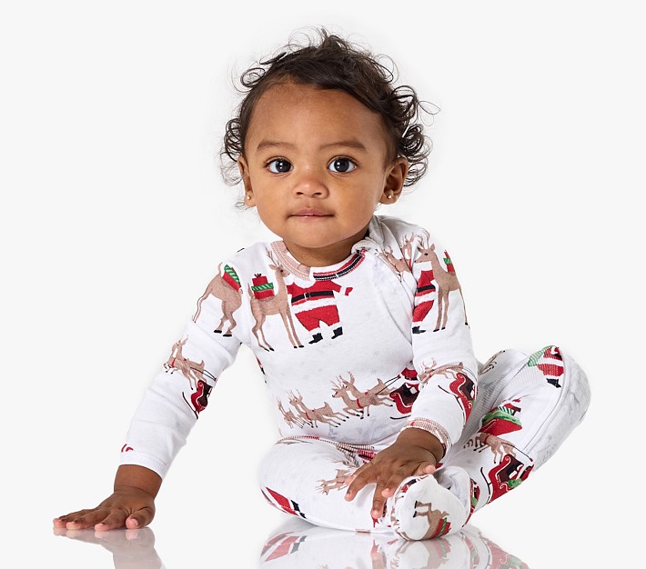 Organic Heritage Santa Nursery Pajama 6 9 Months White black Santa