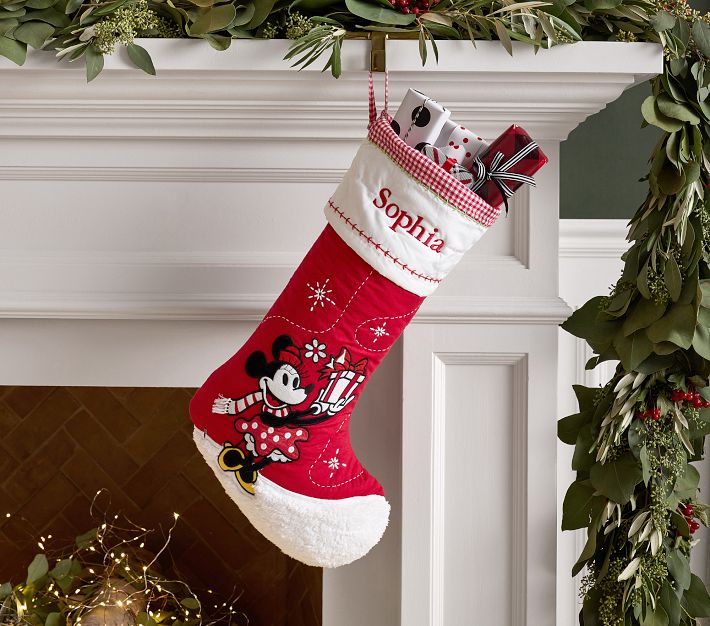 Minnie mouse christmas fashion stocking personalized