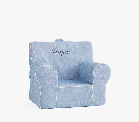 Anywhere Chair Chambray with White Piping Pottery Barn Kids