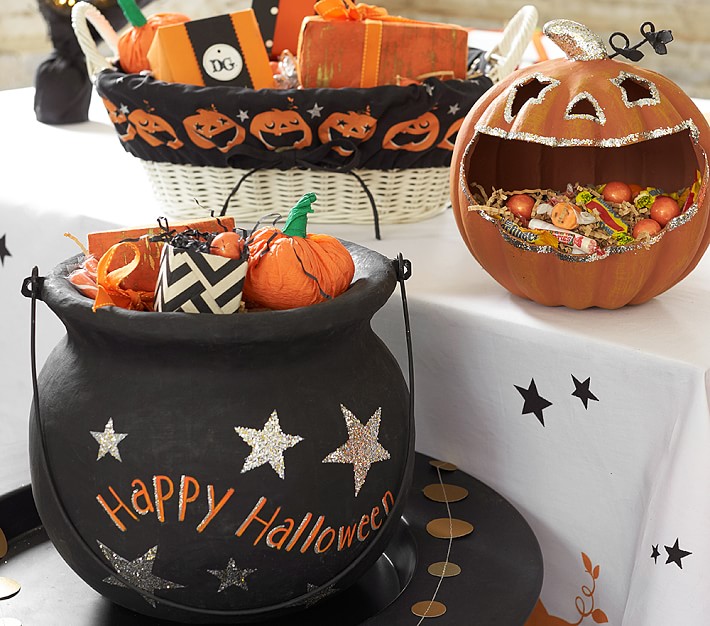 Halloween Glitter Treat Buckets &#38; Liner