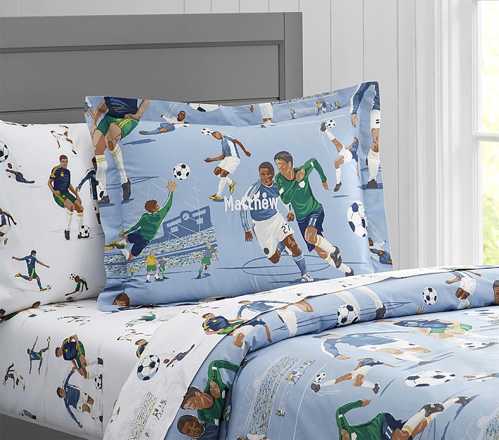 Vintage Soccer Sheet Set &amp; Pillowcases