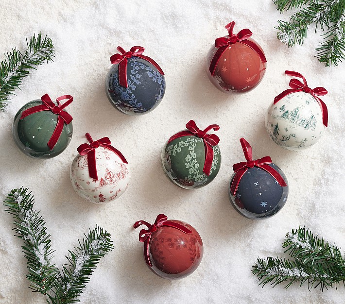 Chris Loves Julia Decoupage Balls Ornaments, Set of 8