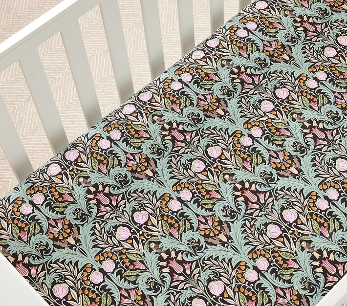 Chris Loves Julia Decorative Floral Organic Crib Fitted Sheet Pottery