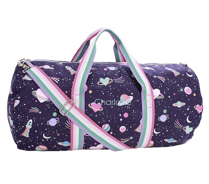 Mackenzie Rainbow Heart Galaxy Glow in the Dark Large Duffle Bag Pottery Barn Kids