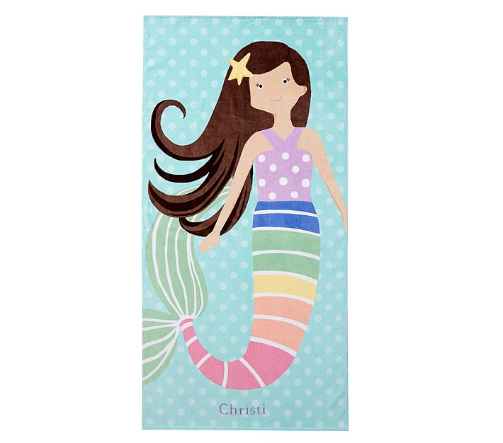 Rainbow Mermaid Kid Beach Towel Lavender