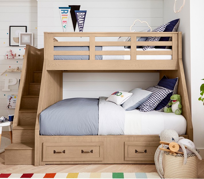 Belden Single Over Double Stair Loft Bed For Kids Pottery Barn Kids