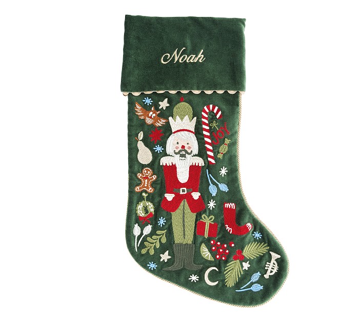 Rifle Paper Co. Nutcracker Embroidered Velvet Christmas Stocking