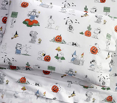 Pottery Barn Peanuts Halloween TWIN sheet hot set