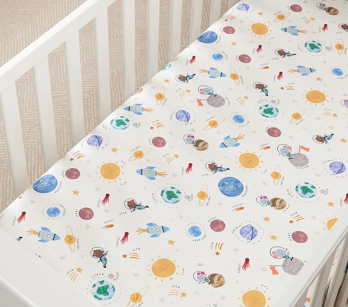 Space Organic Crib Fitted Sheet Pottery Barn Kids