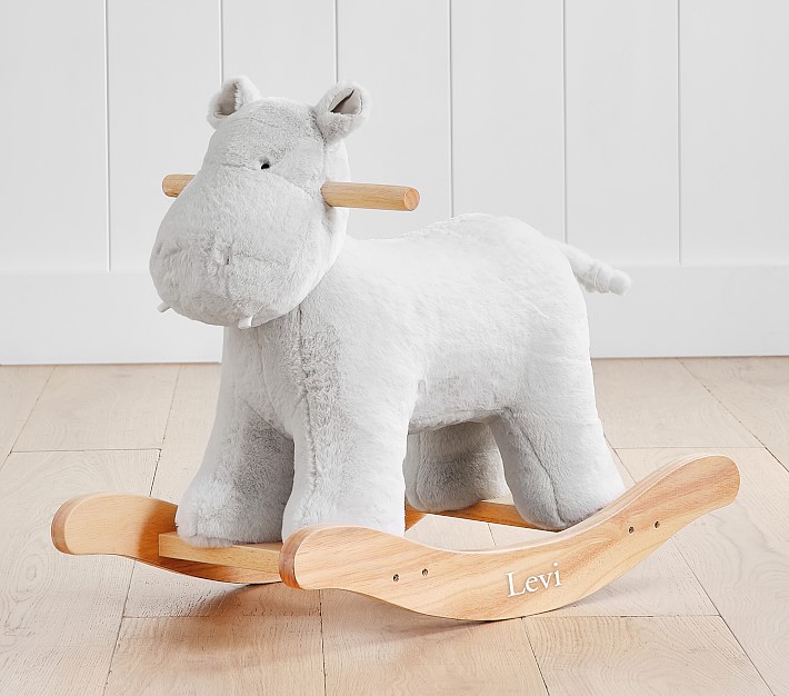 Grey Hippo Plush Nursery Rocker