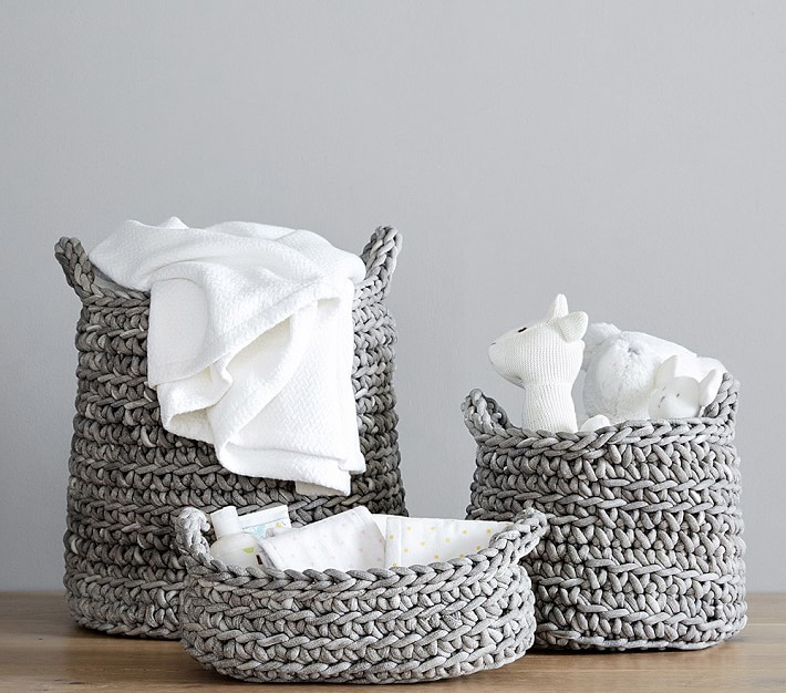 Gray Chunky Knit Nursery Storage