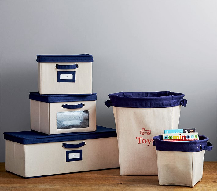 Navy Contrast Border Canvas Storage