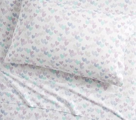 Pottery Barn Kids FULL Retro Heart Organic Sheet Set RETIRED DESIGN ~ 2024 NWT