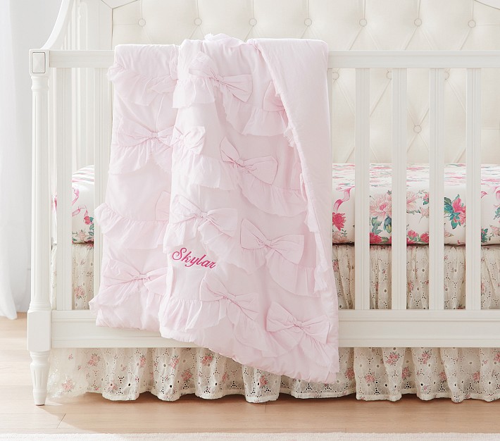 LoveShackFancy Sweet Dreams Ruffled Bow Baby Quilt