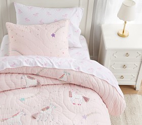 Pottery Barn Kids Rainbow Unicorn Reversible popular Quilt & Shams