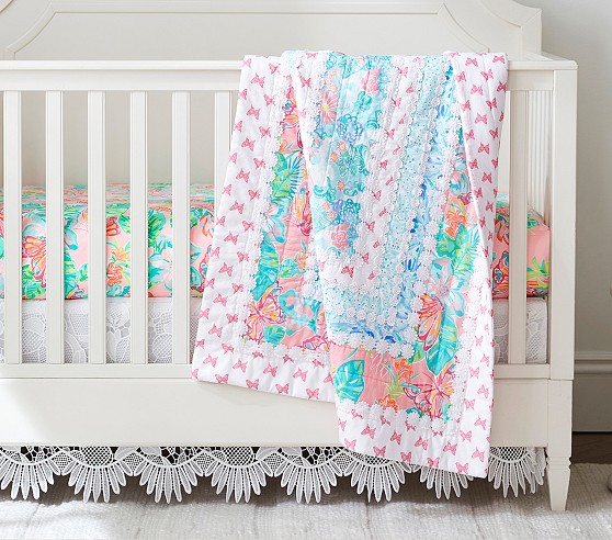 Pottery Barn Kids Avanti Rose Baby Quilt and outlet matching crib sheet