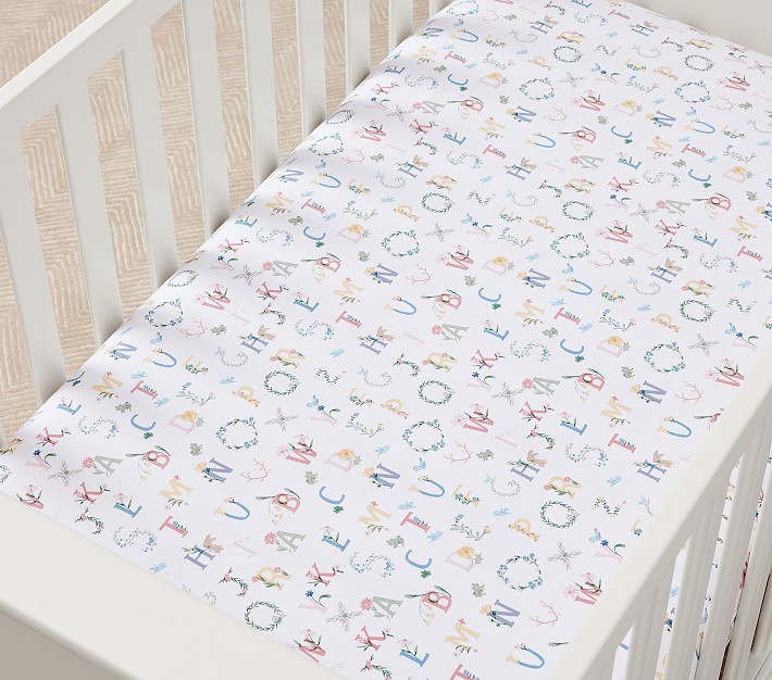 Floral ABC Organic Crib Fitted Sheet