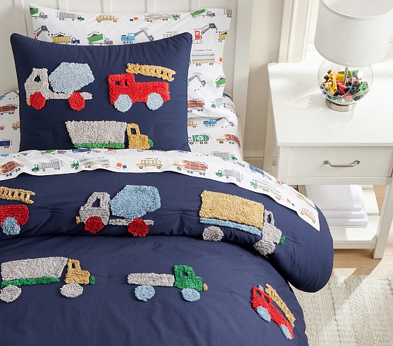 Pottery Barn Kids Candlewick Trucks Comforter Full Queen Multi