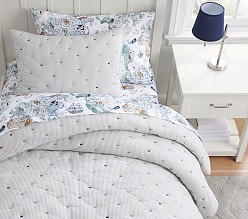 Embroidered Stripe Lightweight Quilt & Shams