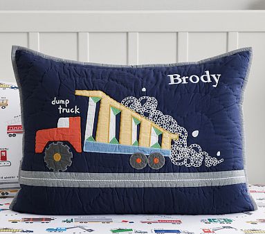 Pottery Barn Kids twin Quilt, construction trucks high quality