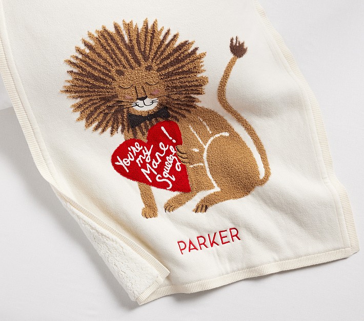 Rifle Paper Co. Valentine's Day Lion Heirloom Baby Blanket