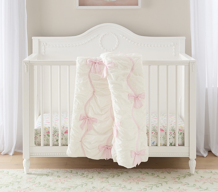 Pink Stripe Bow Baby Bedding