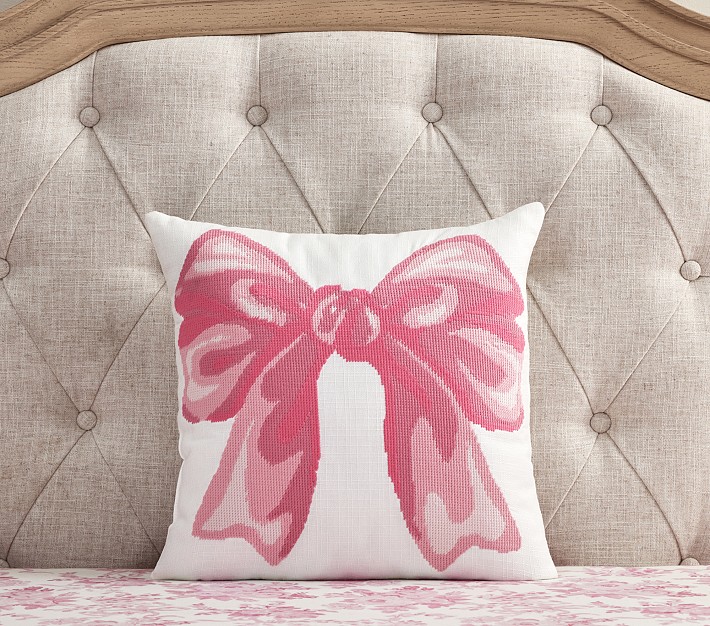 Pink bow pillow sale