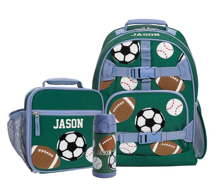 Mackenzie Green Sports Chenille Backpack &amp; Lunch Bundle, Set of 3