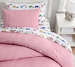 Yarn-Dyed Flannel Stripe Organic Duvet Cover & Shams