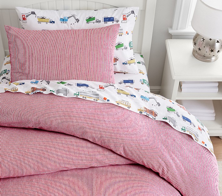 Yarn-Dyed Flannel Stripe Organic Duvet Cover &amp; Shams