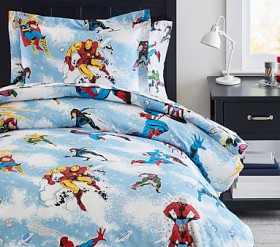 Glow in the Dark Marvel Heroes Kids Duvet Cover Pottery Barn Kids