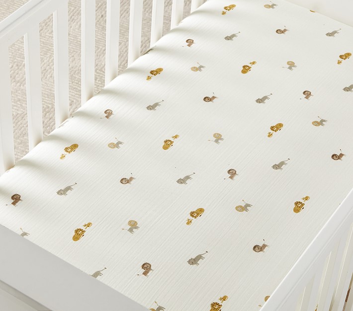 Lion Organic Muslin Crib Fitted Sheet