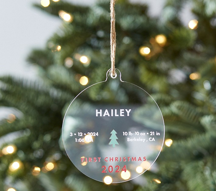 Baby's First Round Acrylic Personalized Ornament