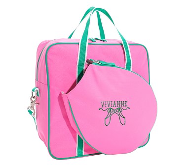 Mackenzie Solid Pink With Green Trim Tennis Bag Pottery Barn Kids