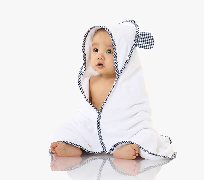 Gingham Critter Baby Hooded Towel